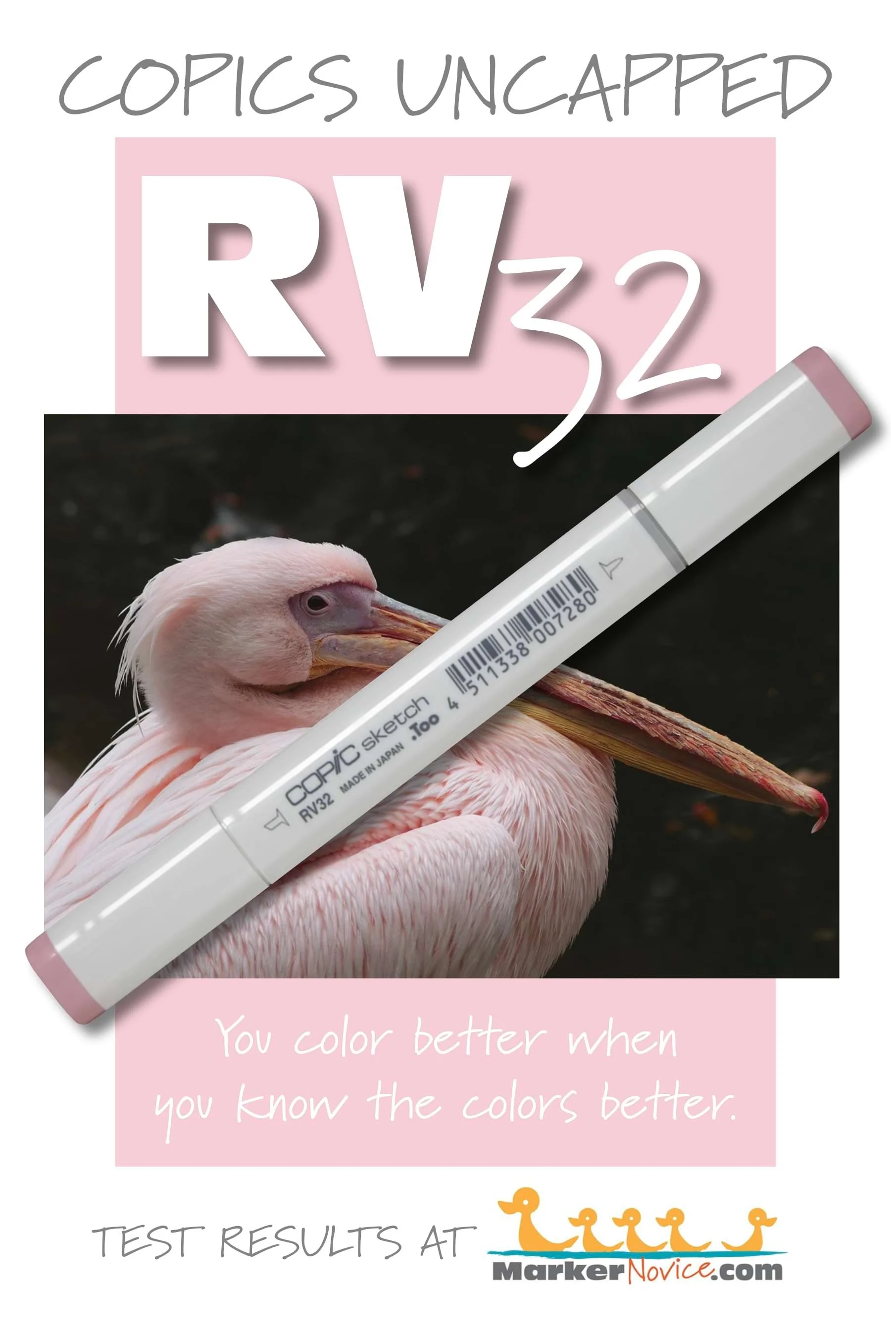 RV32 Shadow Pink: Copic Markers Uncapped (Swatch, Ink Testing
